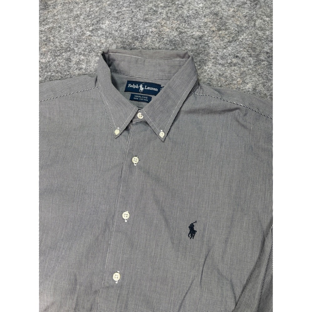 Ralph Lauren‎ Marlowe Mens XL Black Gingham Check Button Down Shirt Long Sleeve